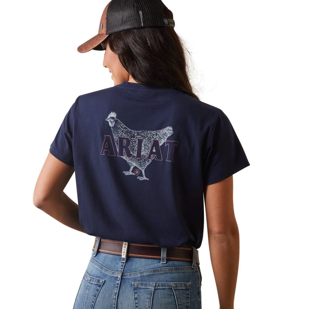 2/$30 Ariat Real Mama Hen Tee Navy Blue Size L - Picture 2 of 10